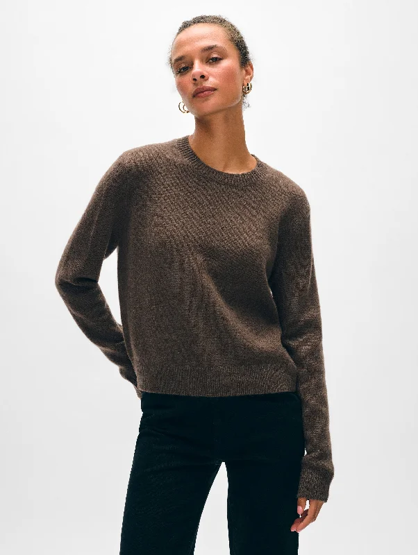 Cashmere Rib Trim Crewneck